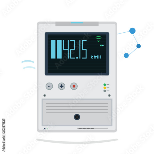 Fotografie Comprehensive vector diagram of a digital smart grid meter for electricity distr