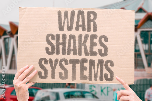 Quadro su tela "War Shakes Systems" Conflict disrupts institutions
