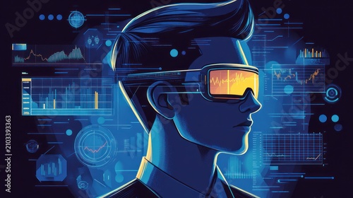 Futuristic business leader in VR