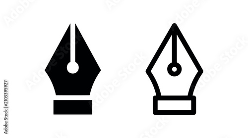 Photography Fountain pen nib icon set