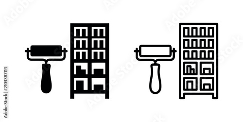 Foto Paint roller and color shelves icons