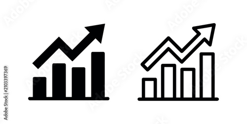 Business growth bar chart icon set