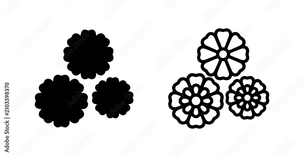 Naklejka premium Floral marigold flower icons