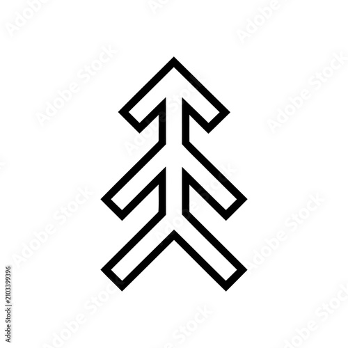 Obraz na płótnie Geometric arrow structure pointing upwards, composed of interlocking lines, abstract symbol for growth and direction on white background
