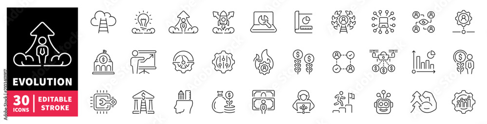 Fototapeta premium Business growth and evolution icons representing success and progress