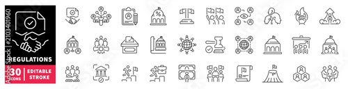 фотографія Collection of icons representing government, law, and business concepts