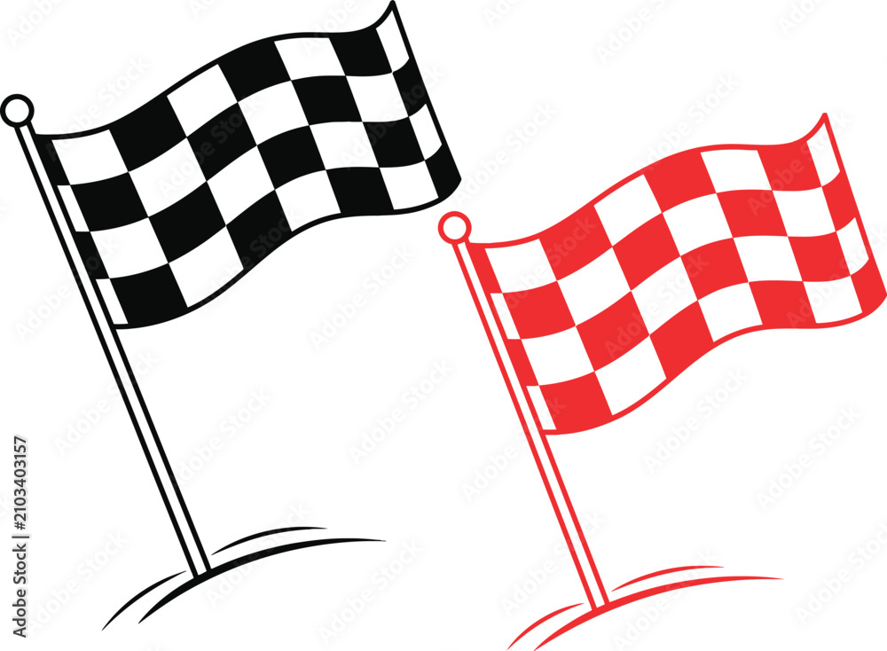 Fototapeta premium Racing flags black and white checkered and red and white versions