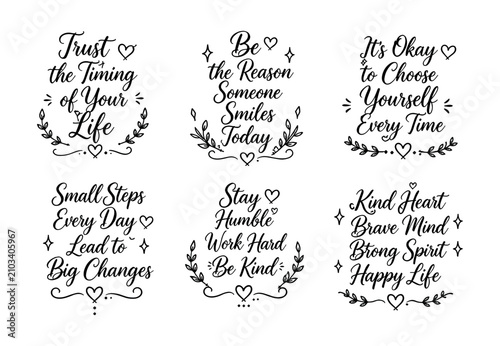 Bild auf Leinwand Inspirational handwritten quotes with decorative elements for motivation and pos