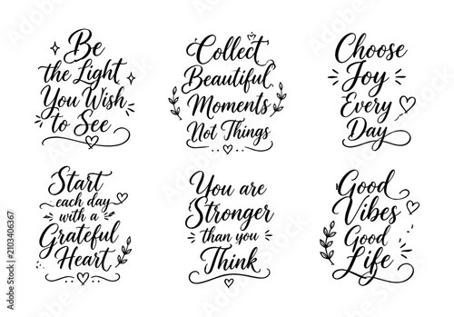 Schilderij op canvas Collection of inspirational handwritten quotes and positive affirmations for mot