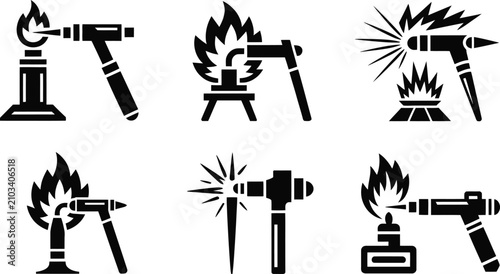 Bild auf Leinwand Industrial welding tools and metalwork silhouette vector