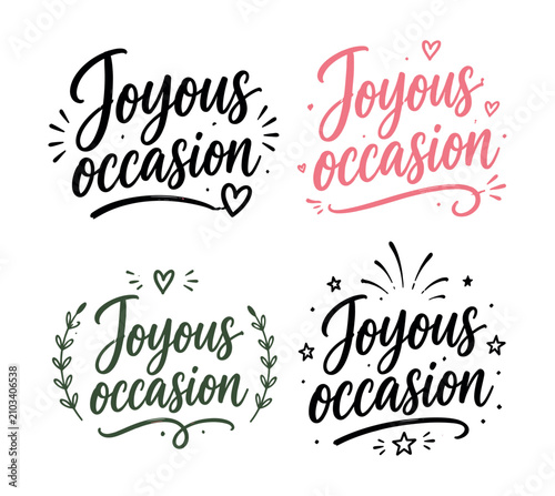 Foto Joyous occasion handwritten calligraphy lettering with decorative elements
