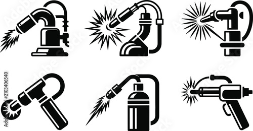 Bild auf Leinwand Industrial welding tools and metalwork silhouette vector