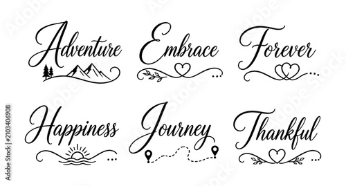 Schilderij op canvas Inspirational handwritten calligraphy phrases with decorative elements for desig