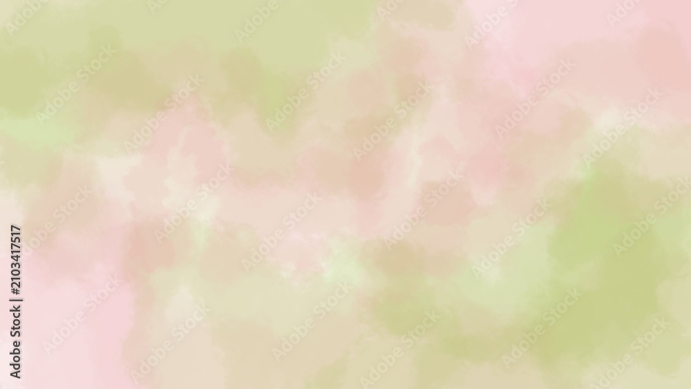 Fototapeta premium Abstract hand-painted watercolor background, soft pastel green and pink blend, minimalist aesthetic texture.
