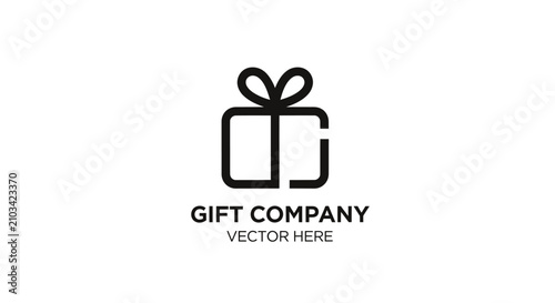 Bild auf Leinwand Minimalist gift box logo for delivery services.