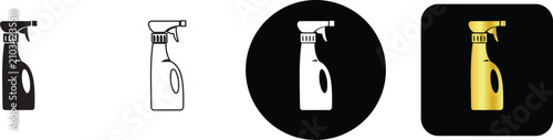 Foto Spray bottle icons set for garden watering chemical fertilizer and household cle