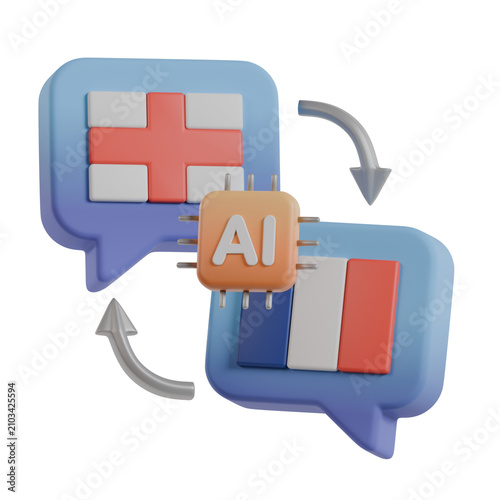 Fotografía 3D AI Language Translation and Communication Icon