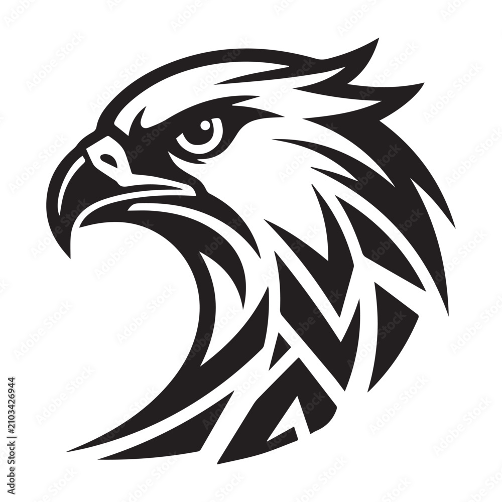 Fototapeta premium Dynamic Black and White Eagle Head Logo for Sports Teams and Brands.