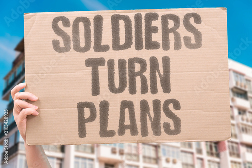 Canvas Print "Soldiers Turn Plans" Troops convert orders into tangible control