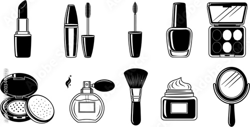 Foto Set of Elegant Black and White Vector Cosmetics and Beauty Product Icons for Pro