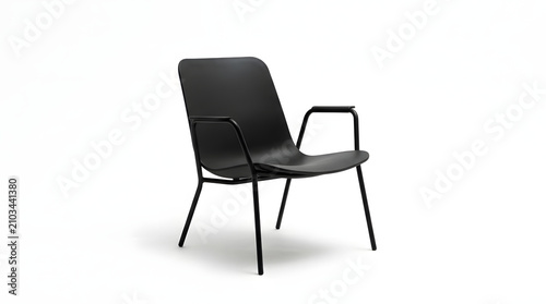 Modern Black Armchair on White Background - Minimalist Furniture Design