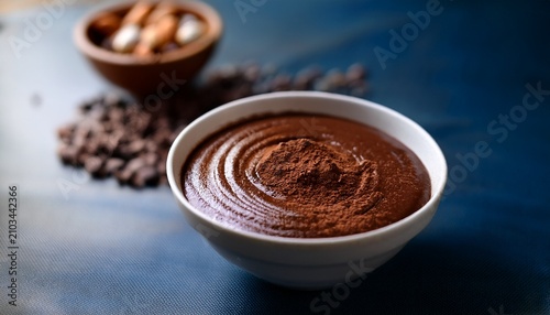 cocoa chocolate pudding showing rich dark dessert creamy smooth texture sweet homemade