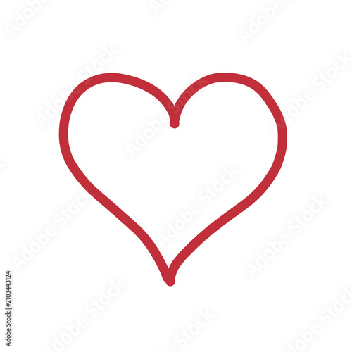 Hand drawn red heart doodle line icon