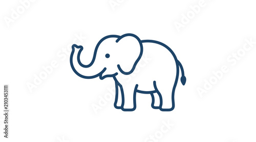 Fotografie Blue line elephant animal icon.