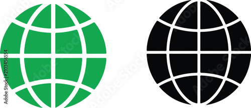 Black and green globe icon vector illustration representing global connectivity international communication and environmental awareness in modern design concept