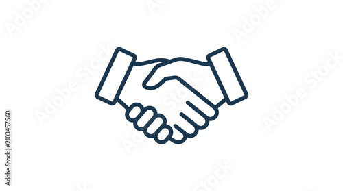 Canvas Print Simple line icon of two hands shaking in agreement.