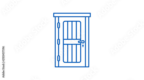 Simple prison cell door line icon.