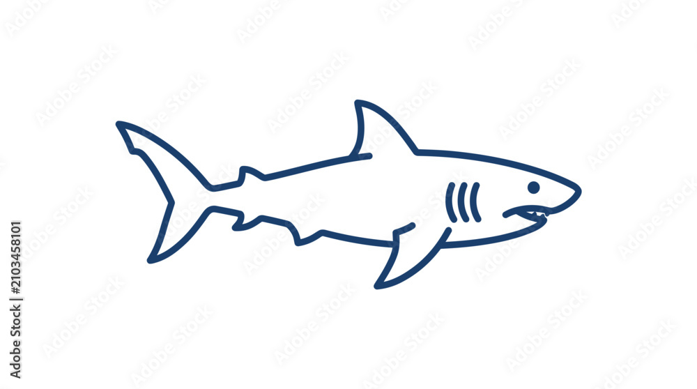 Fototapeta premium Swimming predatory shark silhouette icon.