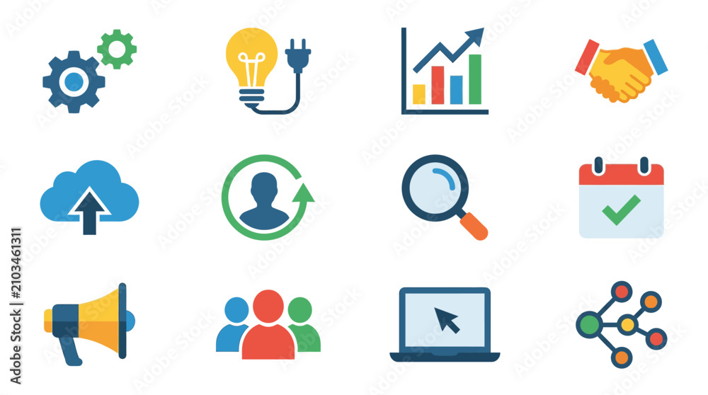 Fototapeta premium Business marketing and professional team collaboration icons.
