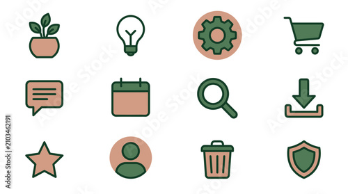 Obraz na płótnie Minimalist earth-tone lifestyle and web icons