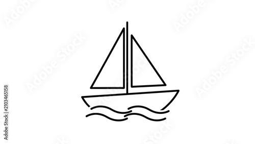 Foto A simple, minimalist line drawing of a sailboat with two sails, floating on stylized waves