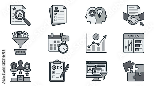 Business icons for skills and management.