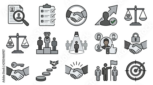 Business icons for partnership agreement.
