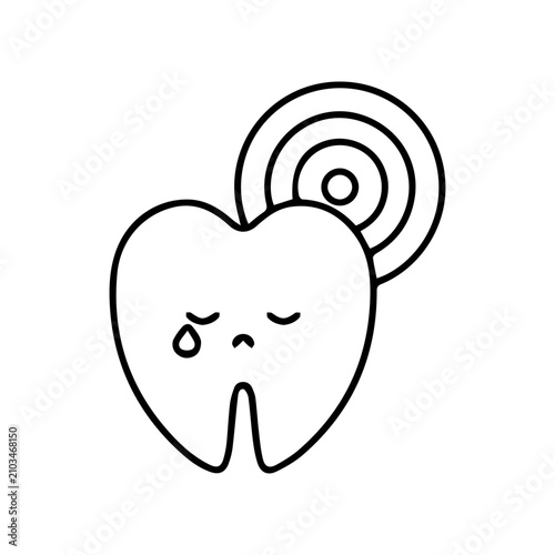 Sad Tooth Pain Line Icon