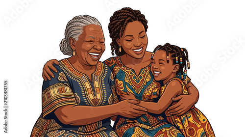 Tableau sur toile Three generations of african american women hugging