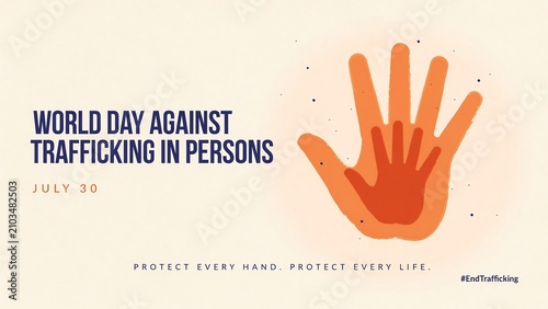 Hand illustration for world day against trafficking in persons