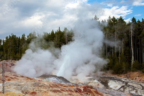Tableau sur toile Steamboat Geyser located in the Norris Geyser Basin of Yellowstone National Park