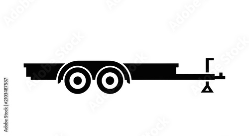 Vector illustration of tandem axle utility trailer icon, on a transparent background