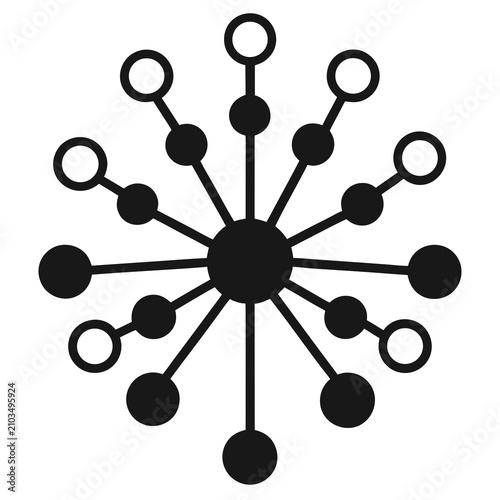 Schilderij op canvas Microscopic fungal hyphae network black branching tubular structures black and w