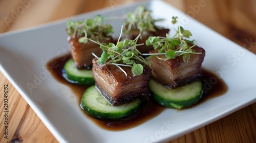 Gourmet Tuna Tataki on Cucumber Slices.