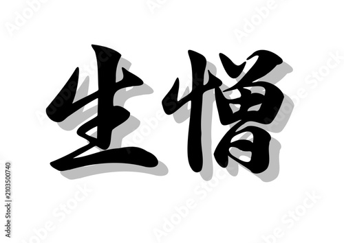 筆文字，生憎，行書，毛筆，墨，影，