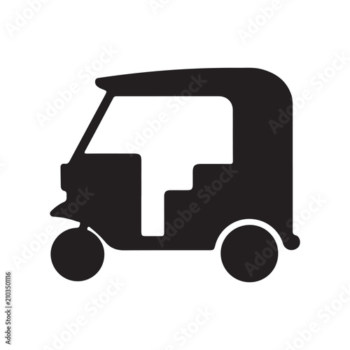 Fotografie Icon symbol of a Tuk-tuk, a motorized three wheeled taxi which is a popular mode