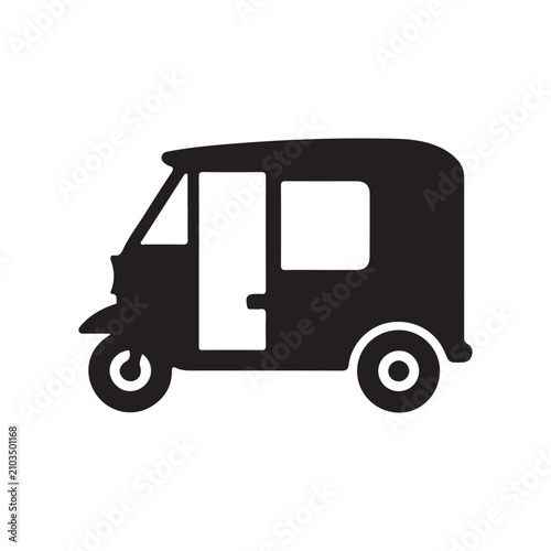 Obraz na plátně Icon symbol of a Tuk-tuk, a motorized three wheeled taxi which is a popular mode