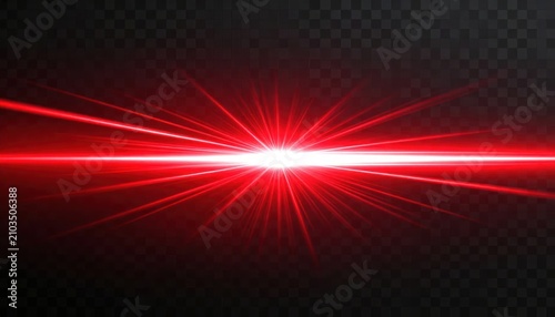 Intense red light burst with horizontal flares.