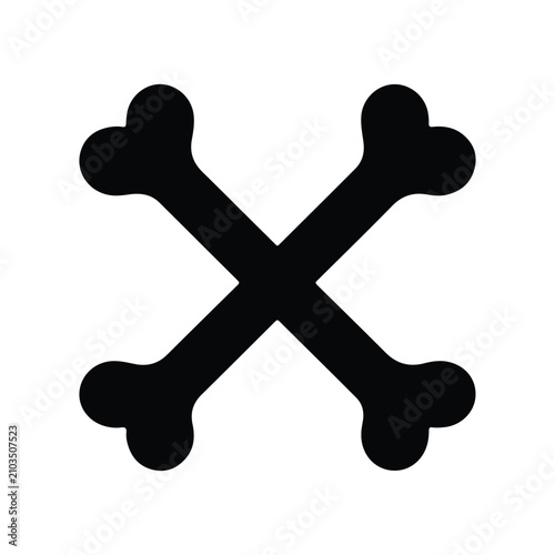 Crossed dog bones icon with heart shape . Dog bones icon vector