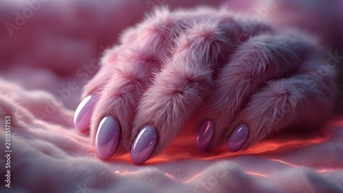 soft animal paw on fluffy surface dreamy pastel aesthetic